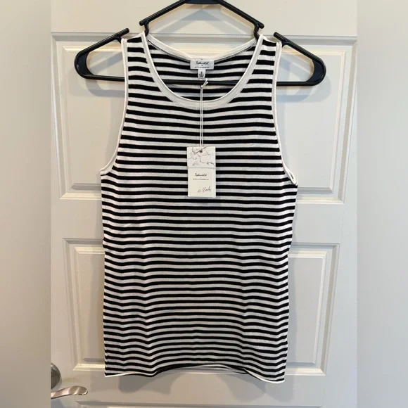 Splendid x Cella Jane Black & Snow Stripe Sweater Tank NWT Size Small - Picture 3 of 8